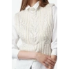 Women Fashion Stylish Stand Collar Standard Sleeve Regular Foil Printed Knitwear Sweater