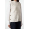 Womens Fashion Stylish Crew Neck Standard Sleeve Regular Soft Textured Fitted Side Button Knitted Sweater