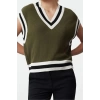 Women Fashion Stylish V Neck Standard Sleeve Regular Knitted Sweater