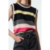 Women Fashion Stylish Crew Neck Regular Sleeve Color Block Knit Sweater