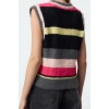 Women Fashion Stylish Crew Neck Regular Sleeve Color Block Knit Sweater