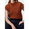 Women Fashion Stylish Crew Neck Regular Sleeve Soft Texture Crop Short Sleeve Knitted Sweater