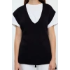 Womens Fashion Stylish V Neck Standard Sleeve Regular Wide Pattern Tie Detail Knitwear Sweater