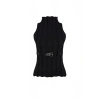 Women Fashion Stylish Stand Collar Standard Sleeve Regular Belted Knitwear Sweater