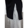 Kadın Moda Şık Bol Bisiklet Yaka Düşük Kol Uzun Geniş Kesim Yırtmaçlı Yumuşak Tuşeli Örme Sweatshirt
