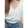 Women Fashion Stylish Relaxed V Neck Low Sleeve Crop Top Casual Fit V Neck Thick Knitted Sweatshirt