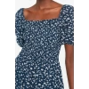 Women Fashion Stylish Mini Length Square Neck Relaxed Floral Skater Waist Open Gipel Viscose Woven Dress
