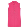 Women Fashion Stylish Mini Length Shirt Collar Relaxed Straight Cut Pocket Linen Look Woven Dress
