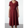 Women Fashion Stylish Midi Length Jacket Collar Regular Plain Woven Dress