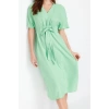 Women Fashion Stylish Midi Length V Neck Regular Tie Detail A Cut Woven Dress