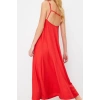 Women Fashion Stylish Maxi Length Square Neck Relaxed Adjustable Straps A-Line Crepe Textured Knit Dress