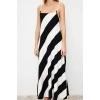Women Fashion Stylish Maxi Length Square Neck Relaxed Adjustable Straps A-Line Crepe Textured Knit Dress