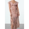 Women Fashion Stylish Maxi Length V Neck Regular Floral A-line Woven Dress