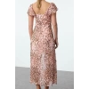 Women Fashion Stylish Maxi Length V Neck Regular Floral A-line Woven Dress
