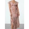 Women Fashion Stylish Maxi Length V Neck Regular Floral A-line Woven Dress