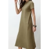Women Fashion Stylish Midi Length Crew Neck Relaxed Pocket Premium A-Line Knitted Dress
