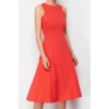 Womens Fashion Stylish Midi Length Crew Neck Flared 100% Cotton Skater Waist Open Sleeveless Knitted Dress