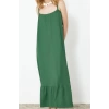 Women Fashion Stylish Maxi Length Pool Neck Regular Back Detailed Strappy Crepe Textured Knitted Dress