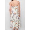 Women Fashion Stylish Midi Length V Neck Regular Floral Patterned Waist Open Woven Dress