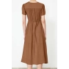 Women Fashion Stylish Midi Length Double Breasted Regular Waist Open V Neck Woven Dress