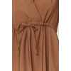 Women Fashion Stylish Midi Length Double Breasted Regular Waist Open V Neck Woven Dress