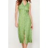 Women Fashion Stylish Midi Length Shirt Collar Regular Floral Viscose Woven Dress
