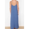 Women Fashion Stylish Maxi Length V Neck Oversize Straight Cut Woven Dress
