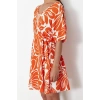 Women Fashion Stylish Midi Length Pool Neck Regular Printed Belted Relaxed Cut Flexible Knitted Dress