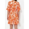 Women Fashion Stylish Midi Length Pool Neck Regular Printed Belted Relaxed Cut Flexible Knitted Dress