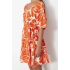 Women Fashion Stylish Midi Length Pool Neck Regular Printed Belted Relaxed Cut Flexible Knitted Dress
