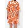 Women Fashion Stylish Midi Length Pool Neck Regular Printed Belted Relaxed Cut Flexible Knitted Dress