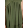 Women Fashion Stylish Midi Length V Neck Regular Plain Wide Cut Skirt Flounce Aerobin Woven Dress