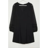 Women Fashion Stylish Mini Length V Neck Regular A Cut Accessory Detailed Chiffon Lined Woven Dress