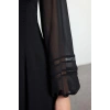 Women Fashion Stylish Mini Length V Neck Regular A Cut Accessory Detailed Chiffon Lined Woven Dress
