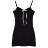 Womens Fashion Mini Length Square Neck Slim Color Block Bow Detail Bodycone Fitted Knit Dress