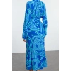 Women Fashion Stylish Midi Length Shirt Collar Regular Belted Geometric Patterned Woven Shirt Dress