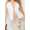 Womens Fashion Stylish V Neck Standard Sleeve Regular Hook Detail Knitted Sweater