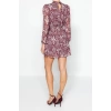 New Regular Day Night Chiffon Woven Stand Collar Long Sleeve A-Line Mini Length Dress