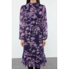 Women Fashion Stylish Midi Length Stand Collar Regular Pink 001 Plain Woven Winter Dress