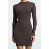 Kadın Moda Şık Mini Boy Dik Yaka Slim Vücuda Oturan Yarım Balıkçı Yaka Fitilli Esnek Örme Elbise