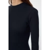 Kadın Moda Şık Mini Boy Dik Yaka Slim Vücuda Oturan Yarım Balıkçı Yaka Fitilli Esnek Örme Elbise