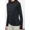 Stil Kadın Micro Reflektör Baskı Detaylı Spor Üst Bluz Regular Örme Slim Fit Kalıp Reglan Kol
