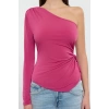 Stil Kadın Cut-Out Pencere Detaylı Bluz Regular Örme Fitted Kalıp Tek Kol