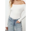 Style Women Soft Touch Soft Fabric Body-fitting Flexible Blouse Regular Knitted Slim Pattern Low Sleeve