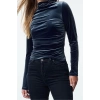 Style Women Velvet Draped Fitted Body-Sit Long Blouse Regular Knitted Slim Pattern