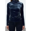 Style Women Velvet Draped Fitted Body-Sit Long Blouse Regular Knitted Slim Pattern