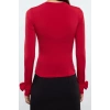Stil Kadın Gül Detaylı Fitted Vucuda Oturan Kollu Esnek Bluz Regular Örme Slim Kalıp