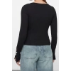 Style Womens Bow and Cut Out Detailed Body-Fitting Blouse Regular Knitted Slim Pattern