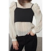 Style Women Double Layer Chiffon-Finike Mix Blouse Regular Weaving Regular Pattern