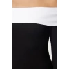 Style Women - White Cotton Short Blouse Crop Knitted Slim Pattern Low Sleeve